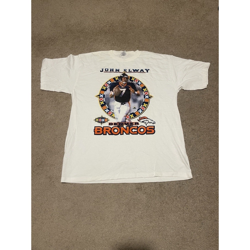 Vintage John Elway Denver Broncos Tshirt Mens L Starter 1998 Super Bowl NFL 90s